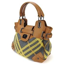 Burberry-Bolso tote de lana y cuero Burberry Blue Label-Castaño,Amarillo