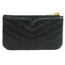 Saint Laurent-Monedero de cuero negro Saint Laurent-Negro