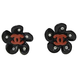 Chanel-Chanel Coco Mark Gold Stud Earrings-Black,Red,Golden