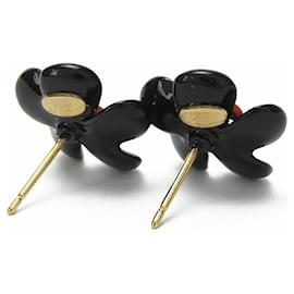 Chanel-Chanel Coco Mark Gold Stud Earrings-Black,Red,Golden