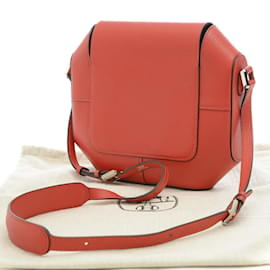 Hermès-Hermes Octagon Schultertasche aus Chevre Rouge Casaque-Rot