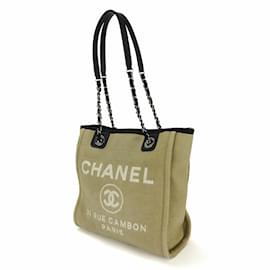 Chanel-Sac tote Chanel PM Chaîne Deauville-Noir,Beige