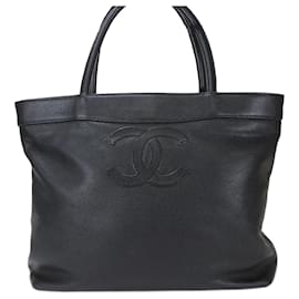 Chanel-Bolsa tote de couro caviar preto Chanel-Preto