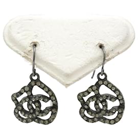 Chanel-Chanel Camellia Motif Clip Earrings-Black,Other