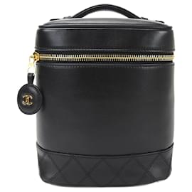 Chanel-Chanel Black Leather Vanity Bag-Black