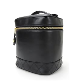 Chanel-Chanel Black Leather Vanity Bag-Black