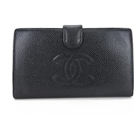 Chanel-Cartera larga de cuero caviar negro Chanel-Negro