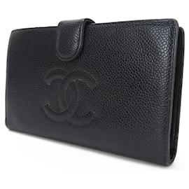 Chanel-Carteira longa de couro caviar preto Chanel-Preto