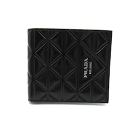 Prada-Billetera bi-fold de cuero negro PRADA-Negro