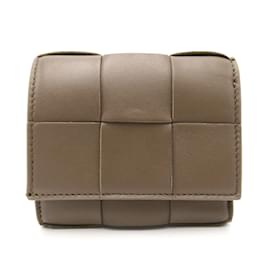 Bottega Veneta-Bottega Veneta braune Lammleder Tri-Fold Geldbörse-Braun