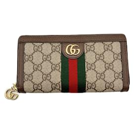 Gucci-GUCCI GG Reißverschluss Geldbörse-Braun