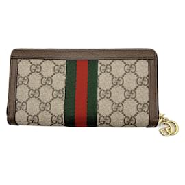 Gucci-Cartera con cremallera GUCCI GG-Castaño