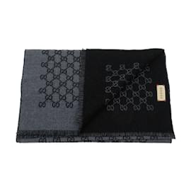 Gucci-GUCCI Gray Wool Scarf-Brown