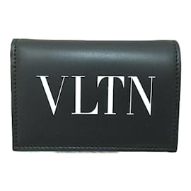 Valentino-Valentino Black Leather Card Wallet-Black