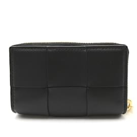 Bottega Veneta-Bottega Veneta Intrecciato Zip Around Card Case-Black