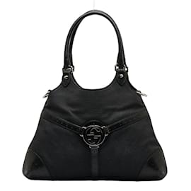 Gucci-Gucci Interlocking G Punching Tote Handbag-Black