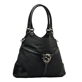 Gucci-Gucci Interlocking G Punching Tote Handbag-Black