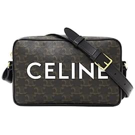 Céline-Celine Black Canvas Shoulder Bag-Black