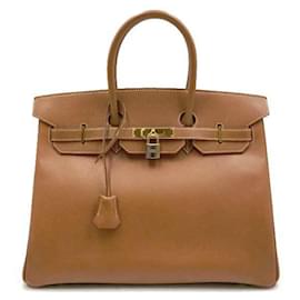 Hermès-Hermes Birkin 35 Ardennes Natural Leather Handbag-Brown,Other,Light brown