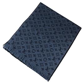 Louis Vuitton-Chal de lana Monogram clásico de Louis Vuitton-Azul