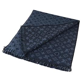 Louis Vuitton-Xale de lã Monogram clássico Louis Vuitton-Azul