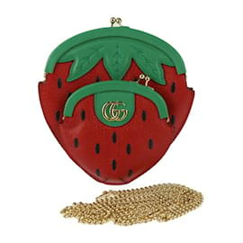 Gucci-Gucci Strawberry-Shaped Pochette Shoulder Bag-Red,Green