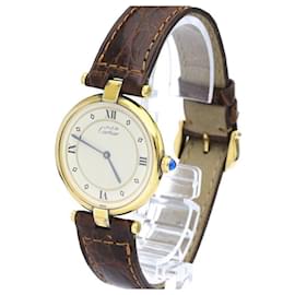 Cartier-Cartier Must Vendome Vermeil Gold Plated Leather Quartz Ladies Watch-Other