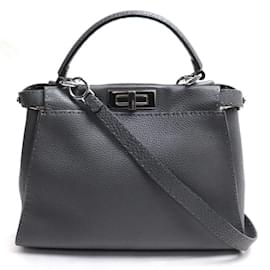 Fendi-Fendi Selleria Peekaboo Regular 2Way Schultertasche-Braun