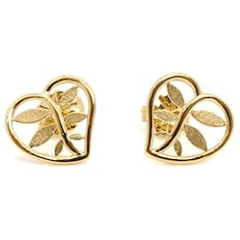 Tiffany & Co-Boucles d'oreilles en or jaune 18K en forme de cœur et de feuille de Tiffany & Co.-Autre