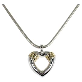 Tiffany & Co-Tiffany 925/750 Combination Heart Pendant Necklace-Silvery,Golden