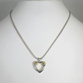 Tiffany & Co-Tiffany 925/750 Combination Heart Pendant Necklace-Silvery,Golden