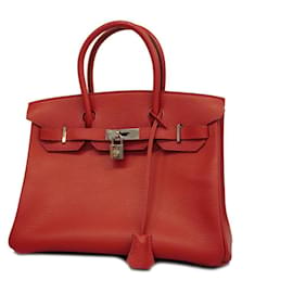 Hermès-Sac à main Hermes Birkin 30 en Rouge Vif-Rouge