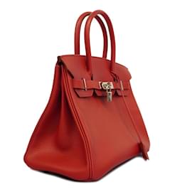 Hermès-Sac à main Hermes Birkin 30 en Rouge Vif-Rouge