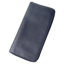 Prada-Prada Saffiano Bi-Fold Geldbörse-Marineblau