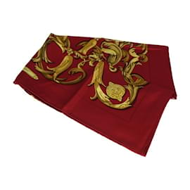 Hermès-Hermes Carré 90 Scarf in Bordeaux and Gold-Golden,Dark red