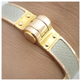 Hermès-Hermes Off-White Leather Bangle-Eggshell