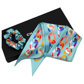 Chanel-Chanel blauer Seidenscrunchie-Blau