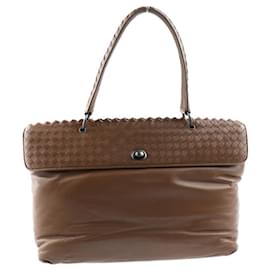 Bottega Veneta-Bottega Veneta Intrecciato Handbag-Brown,Black