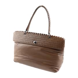 Bottega Veneta-Bottega Veneta Intrecciato Handbag-Brown,Black