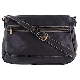 Céline-Bolso de hombro de piel de ternera negra Celine-Negro