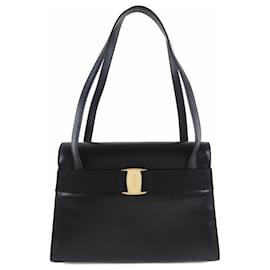 Salvatore Ferragamo-Bolsa de ombro feminina Salvatore Ferragamo Vara BK-21 em couro preto-Preto