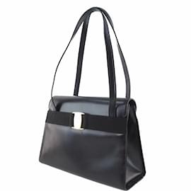 Salvatore Ferragamo-Bolsa de ombro feminina Salvatore Ferragamo Vara BK-21 em couro preto-Preto