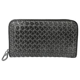 Bottega Veneta-Bottega Veneta Intrecciato Long Wallet-Black