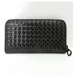 Bottega Veneta-Bottega Veneta Intrecciato Long Wallet-Black