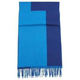 Hermès-Bufanda de cachemira Double H de Hermès-Azul,Otro