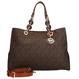 Michael Kors-Bolso de hombro de cuero marrón Michael Kors-Castaño