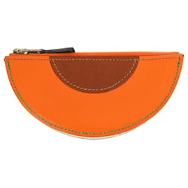 Hermès-Hermes Coin Case in Orange Leather-Orange