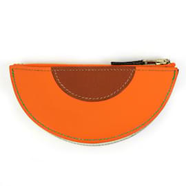 Hermès-Hermes Coin Case in Orange Leather-Orange