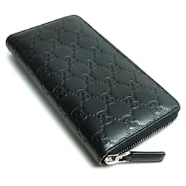 Gucci-Gucci Guccissima Signature Zip Around Wallet-Black