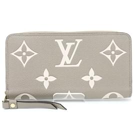 Louis Vuitton-Carteira longa redonda com zíper Monogram Empreinte Louis Vuitton-Bege,Cinza